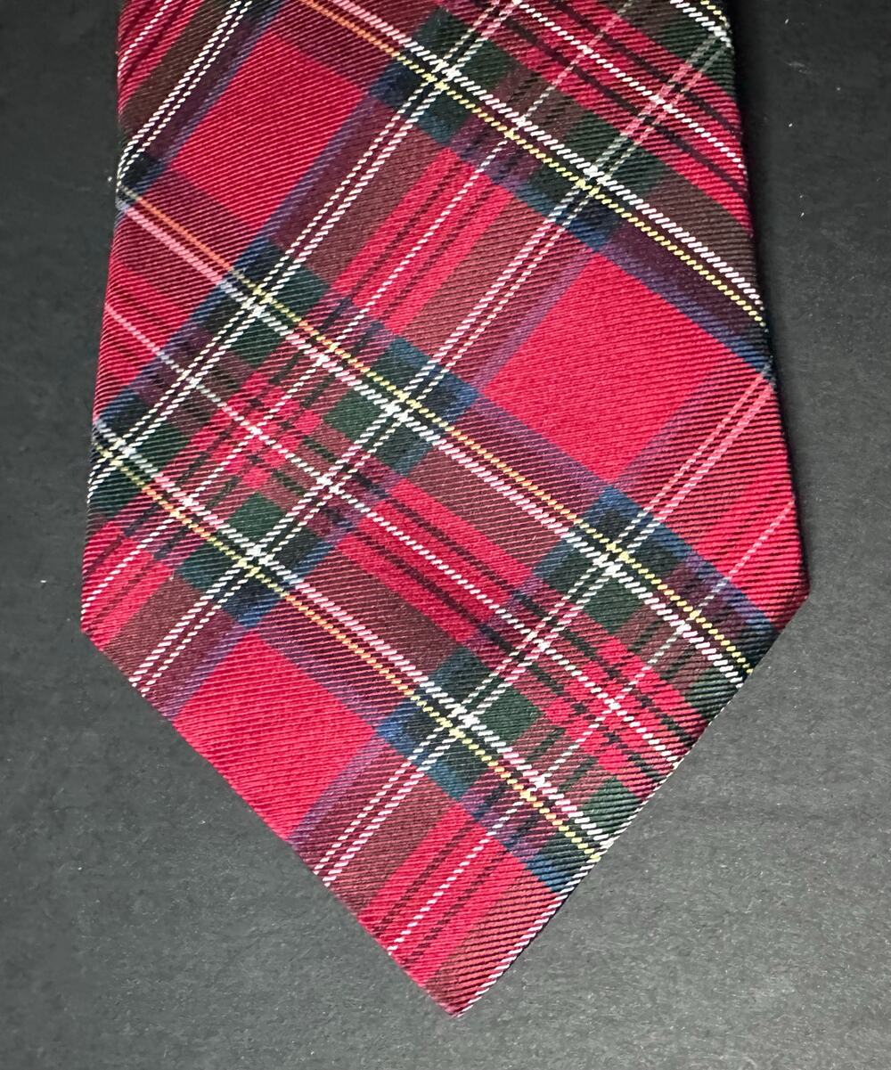 Mens Tie Tommy Hilfiger Tartan, 100% Silk, Red & Green, Classic Holiday Wear